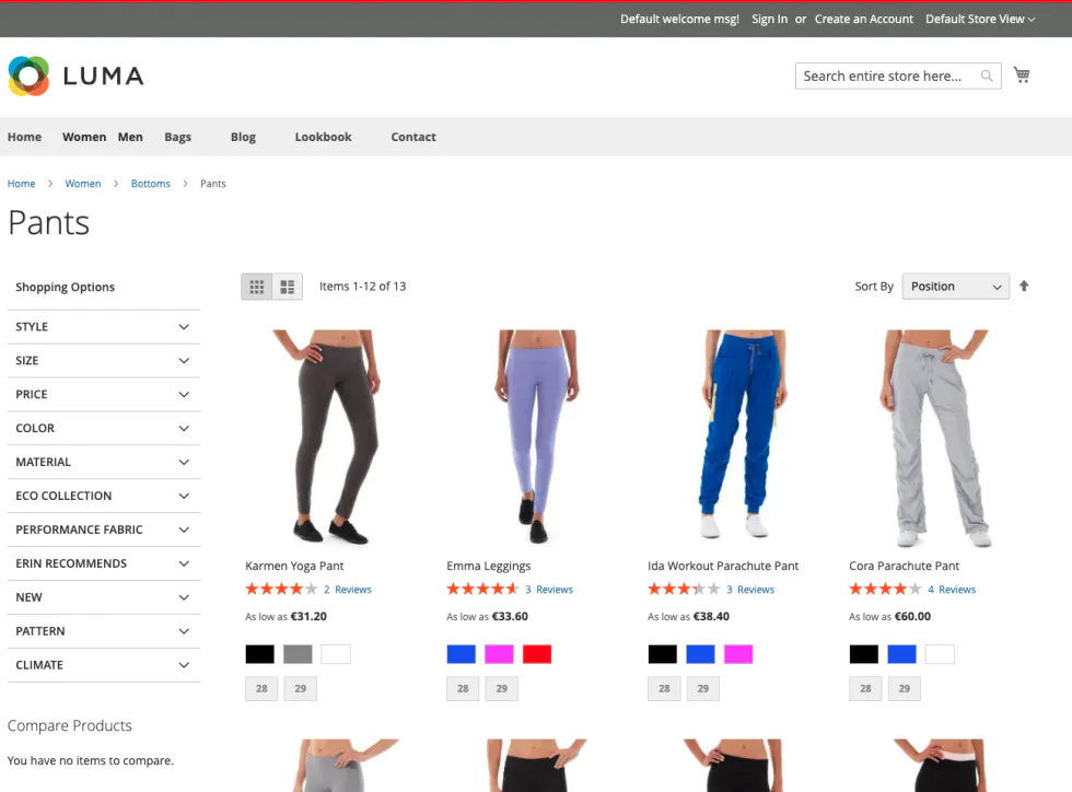 Magento theme category page – grid mode