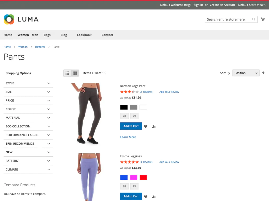 Magento Luma – category page in list view